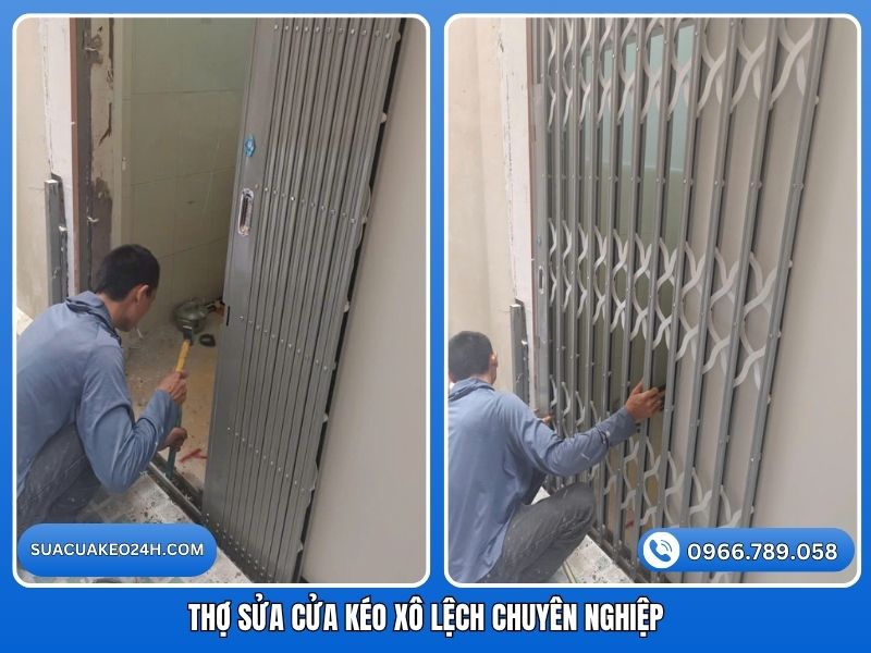 Thợ sửa cửa kéo bị xô lệch nan kẹt ray chuyên nghiệp