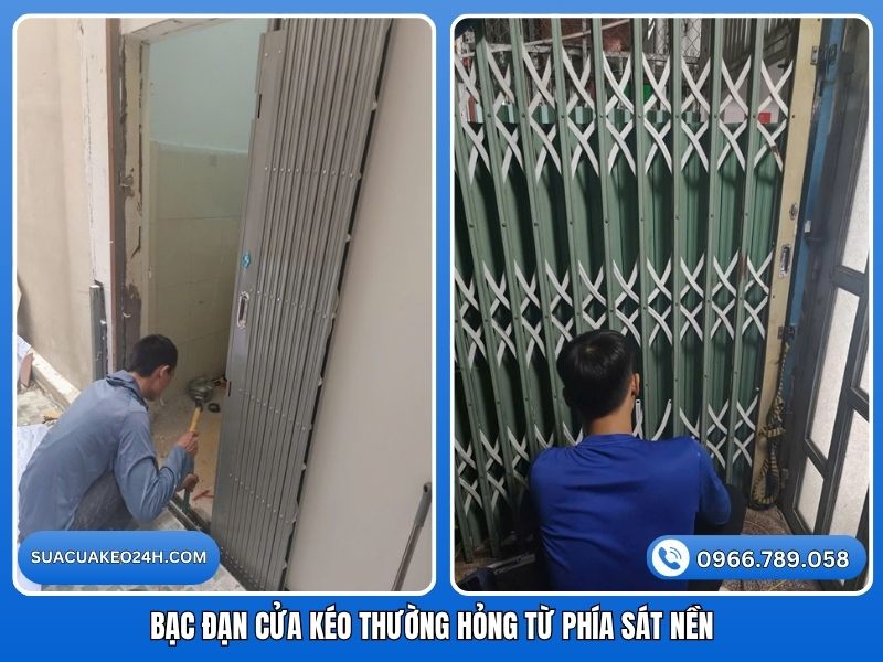 Nguyên nhân bạc đạn cửa kéo hay bị hỏng rỉ sét ở vị trí sát mặt nền