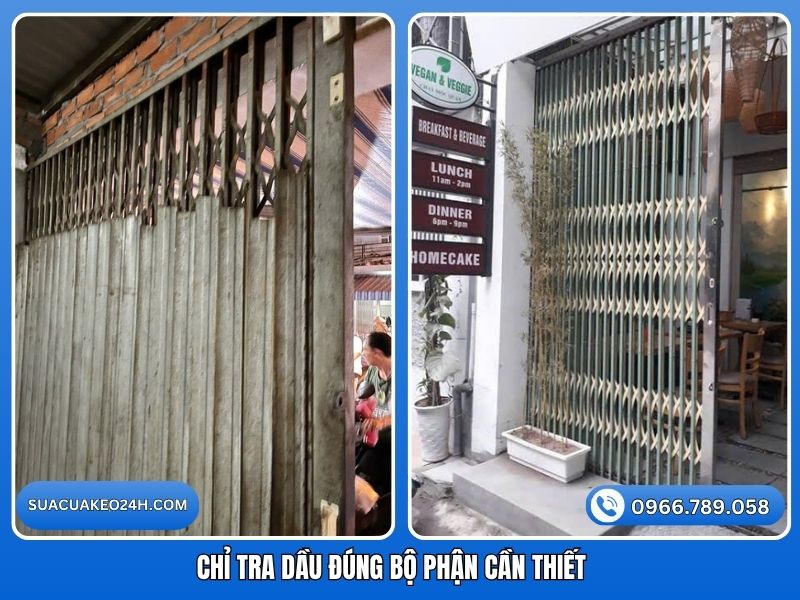 Hướng dẫn chỉ tra dầu đúng bộ phận cần thiết khi cửa kéo bị nặng