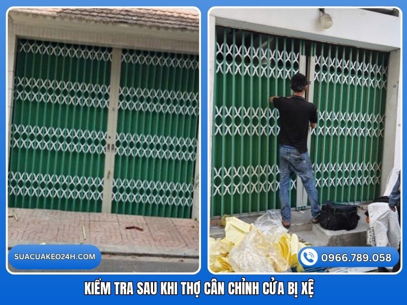 Kiểm tra vận hành cửa kéo sau khi thợ căn chỉnh nâng cửa bị xệ