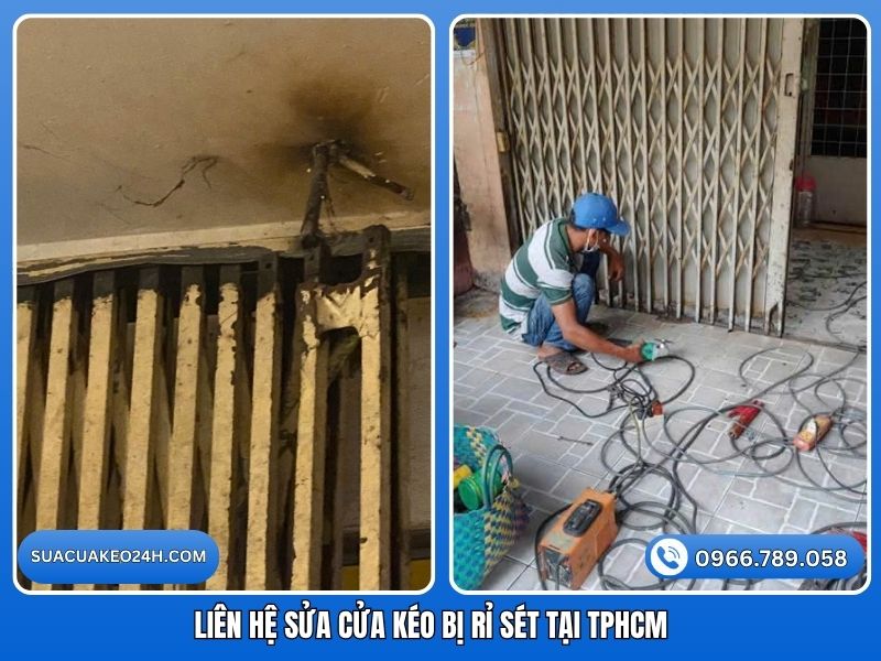 Liên hệ thợ sửa cửa kéo bị rỉ sét tận nhà uy tín tại TPHCM của Sửa Cửa Kéo 24H