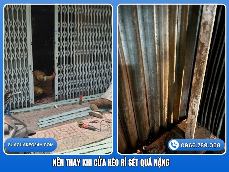 Tư vấn nên thay mới khi cửa kéo rỉ sét quá nặng từ Sửa Cửa Kéo 24H