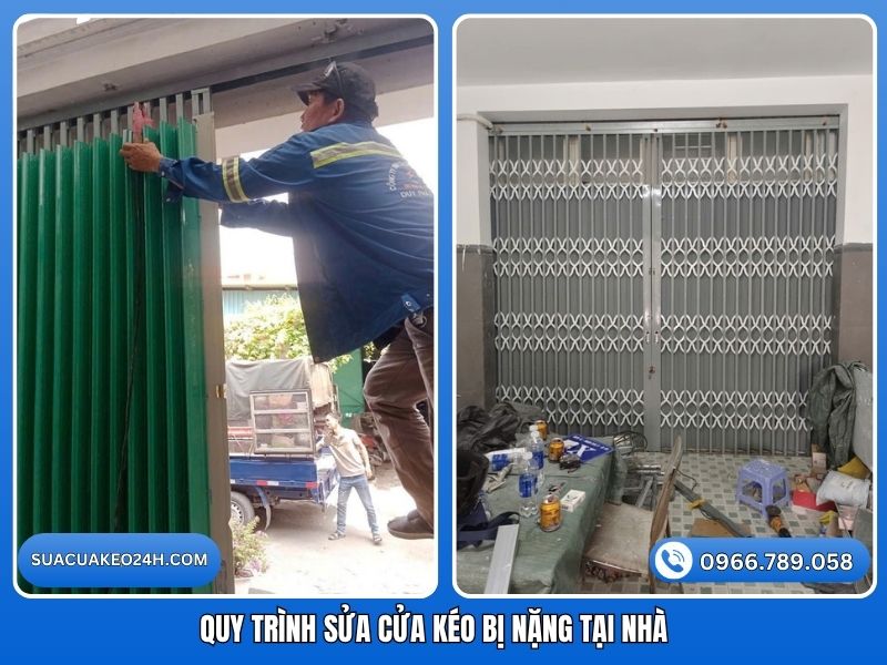 Quy trình thợ thi công sửa cửa kéo bị nặng tại nhà chuyên nghiệp