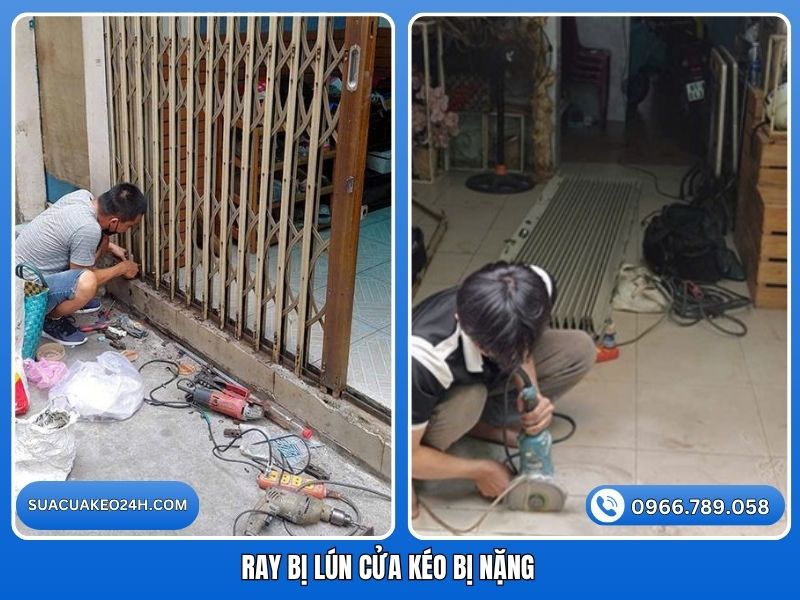 Sửa sự cố ray bị lún làm cửa kéo nặng tay và kẹt rít khi đóng mở