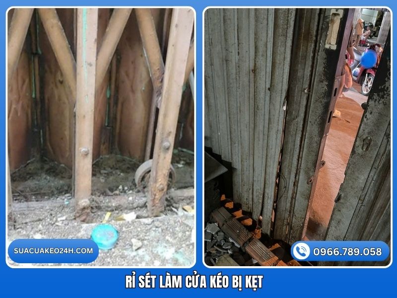 Tình trạng rỉ sét làm cửa kéo bị kẹt khó đóng mở tại Sửa Cửa Kéo 24H