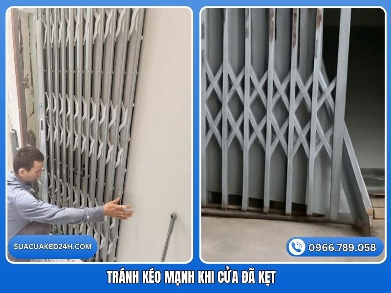Khuyến cáo tránh kéo mạnh khi cửa kéo đã kẹt cứng để không hư hỏng nặng thêm
