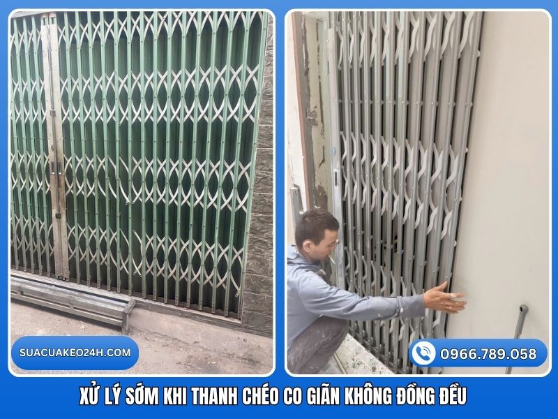 Khuyến cáo xử lý sớm khi thanh chéo cửa kéo co giãn không đồng đều