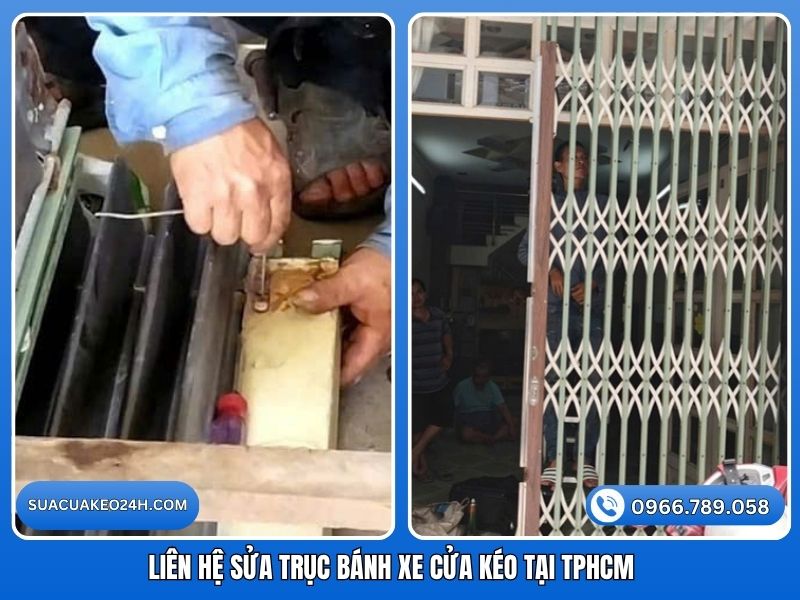 Liên hệ dịch vụ thợ sửa trục bánh xe cửa kéo bị cong kẹt tận nhà tại TPHCM