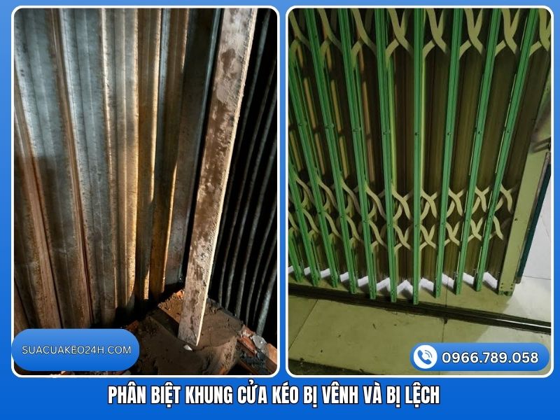 Phân biệt sự khác nhau giữa khung cửa kéo bị vênh và bị lệch chốt