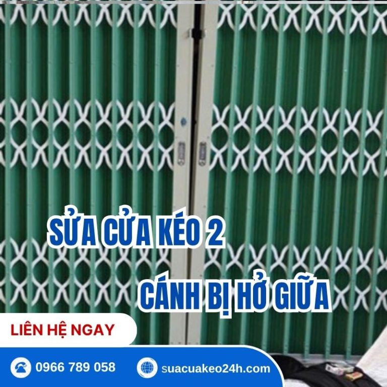 Thợ cơ khí thi công cân chỉnh và sửa cửa kéo 2 cánh bị hở giữa không khép sát tận nhà tại Sửa Cửa Kéo 24H