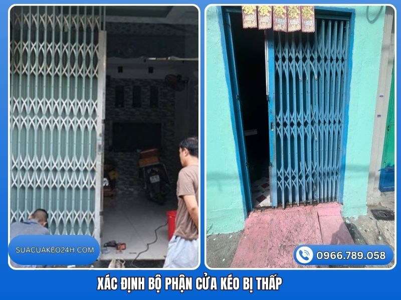 Xác định vị trí bộ phận cửa kéo bị thấp xệ gây ra tiếng ken két cạ gạch