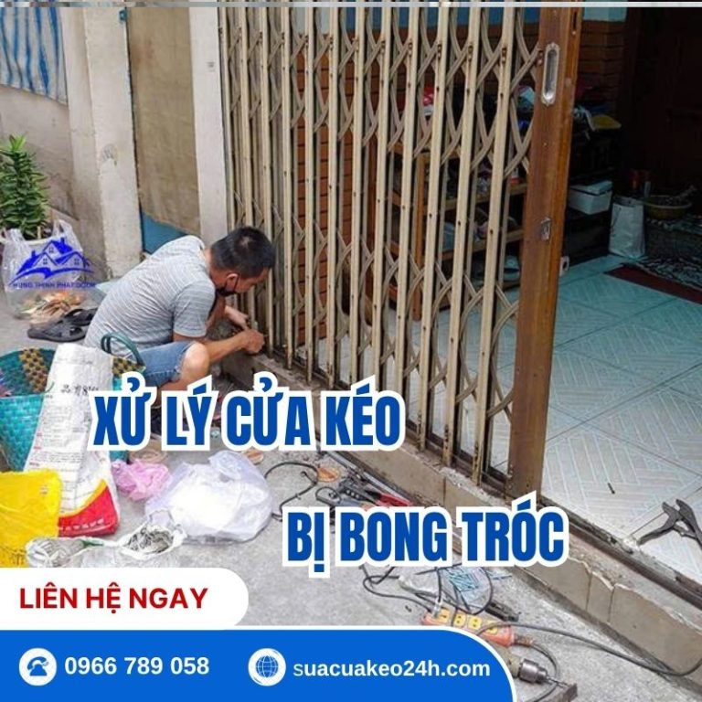 Thợ cơ khí thi công cạo rỉ sét và xử lý cửa kéo sắt bị bong tróc sơn tận nhà tại Sửa Cửa Kéo 24H
